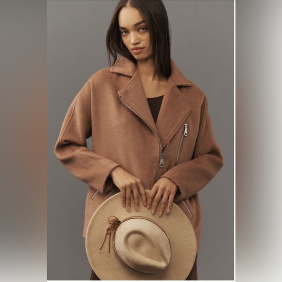 Maeve Oversized Wool Blend Moto Jacket - Picture 2 of 11